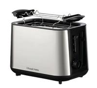 Russell Hobbs Grille-pain 2 fentes XL (6 niveaux de brunissage, surélévation, dégivrage, réchauffe-viennoiseries, arrêt auto., ramasse-miettes amovible, surface en acier inox. brossé) Heaton 27390-56
