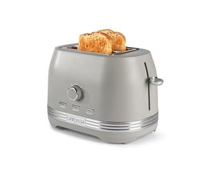 Grille-pain Salter Rise 2 tranches - 800W, 7 niveaux de brunissage, fentes larges, éjection haute, plateau ramasse-miettes amovible, grille de réchauffage, centrage automatique, fonction décongélation