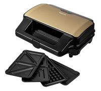 Sencor Gaufrier et croque-monsieur SSM 9977CH 900 W 4-en-1 Plaques amovibles Noir/Champagne