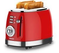 Grille-pain - SOGO - Rétro Vintage - Acier Inoxydable - Émail Rouge - 850W - 2 Tranches