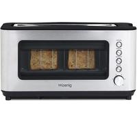 Grille Pain Toaster 2 Tranches View7 Fentes Larges Vitre Transparente Inox Vintage,6 Niveaux De Brunissage,Décongélation,Pain Viennoiseries,Centrage Auto,Nettoyage Facile