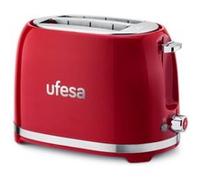 Ufesa Grille-pain Classic PinUp Vintage 2 fentes larges 850W 7 niveaux Plateau ramasse-mietes Rouge
