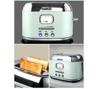 Grille-pain - Vert Opale - 2 Tranches - 1000W - Design Rétro - Décongélation et Réchauffage