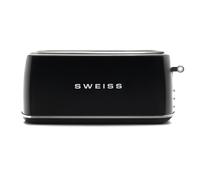 SWEISS Grille Pain Toaster GRV9 vintage, 2 Fentes, 6 Niveaux de puissance, Décongélation, Spécial Baguettes, Rapide et Uniforme, Nettoyage Facile, Tiroir ramasse-miettes, Noir, 1500 W