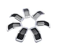 Grille Pare-choc Avant Pour Jeep Pour Cherokee 2014 2015 2016 2017 2018 7 Pièces Anneau Calandre Inserts Avant Garniture Couverture Noir Brillant(Chrome)