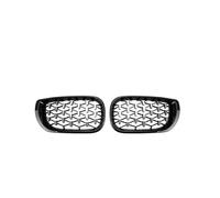 Grille Pare-chocs Avant Calandre De Remplacement En ABS À Motif Diamant Pour BMW Série 3 E46 4 Portes (2002-2005) Grille Avantvoiture(Black and Silver)