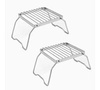 Grille pliable en acier inoxydable pour feu de camp - Support de brûleur portable pour la cuisine en plein air, la randonnée, les pique-niques et la pêche - Support de grille durable (2)