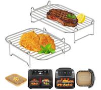 Grille Pour Air Fryer , 2Pcs Accessoires Empilables Acier Inoxydable Pour Double Airfryer 7,6L-10L - Compatible Avec Foodi Dual,