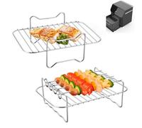 Grille pour Air Fryer 6 PCS Grille Air Fryer Pour Grille Ninja AF500EU, Grille Airfryer Ninja AF500, Grill Ninja Air Fryer AF500EU, Ninja Foodi Max Dual Zone Zubehör Ninja Dual AF300EU AF400EU Silver