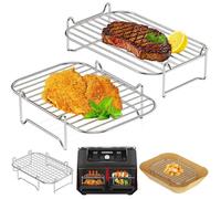 Grille pour Air Fryer Ninja, 2pcs Accessoires Empilables Acier Inoxydable pour Double Airfryer 7,6L-10L - compatible avec Ninja