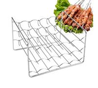 Grille pour friteuse à air,3 couches en acier inoxydable antiadhésive carrée | Support de brochettes à viande à griller à l'air Fryer | Pour Fruits Viande Poulet Chips Fruits de mer