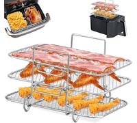 Grille pour Friteuse à air Multifonction Trois Couche Empilable Compatible avec Ninja Friteuse, Support pour Déshydrateur