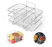 Grille pour Friteuse à Air, Multifonction Trois Couche Empilable, pour Ninja Air Fryer AF300EU AF400EU