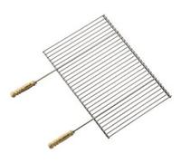 Barbecook grille de barbecue rectangulaire professionnelle en chrome et bois, accessoire barbecue, 90x40cm, Argent