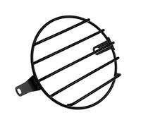 Grille Protection Phare Avant Moto Pour Café Pour Racer Pour Touring Pour Sportster Moto 6.3'' Montage Latéral Phare Rond Grille Couverture Universel Noir Vintage LED Masque(Lamp Cover D)