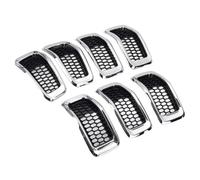 Grille Rechange Bague Calandre Avant Inserts Calandre Avant Garniture Couverture Pour Jeep Pour Cherokee 2014-2018 Grilles Calandre Avant Voiture Calandre Avant(Chrome Silver)