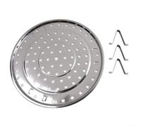 Grille ronde en acier inoxydable compatible avec les ustensiles de cuisine standard pour rôtir à la vapeur et plus encore (24 cm)