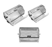 Grille rotative en acier inoxydable pour barbecue au charbon de bois, panier à rôtir à noix portable d'extérieur pour châtaignes, noix et fruits (B : 14 x 14 x 18 cm)