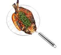 Grille Rôtissoire En Fil D’Acier - 19cm | Support De Cuisson & Barbecue, Grille Ronde En Acier/Roti, Avec Manche En Bois, Pour Bœuf, Poulet, Mouton Et Autres Rôtis