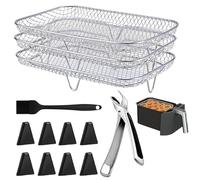 Grille Vapeur pour Friteuse à Air - Support de Friteuse à Air, Acier inoxydable 304, Accessoires pour Friteuse à Air, 3 Couche Empilables Supports de Friteuse à Air, Compatible avec Ninja AF300EU
