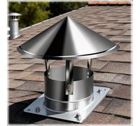 Grille Ventilation Cheminée Réglable, Extracteur de Fumée Cheminée en Inoxydable 304, Hotte D'aération de Toit Ronde Avec Vis, Installation Facile 80mm 90mm 100mm 110mm 120mm(180mm/7in)