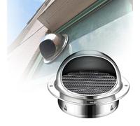 Grille Ventilation en Acier Inoxydable 304, Grille d'Aération Ronde, Grille d'évacuation d'air Murale, Ø 50/60/80/90/110mm Moustiquaire Intégrée, pour Sortie d’air, extérieur, hotte(110mm/4.3in)