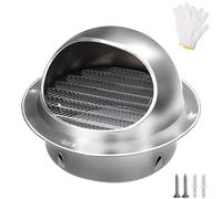 Grille Ventilation Exterieur 50 70 100 150 160 180 200mm Grille D'Aération Ronde En Acier Inoxydable Sortie D’air Murale avec Filet Anti-insectes for House，Kitchens and Bathrooms(100mm/3.94in)