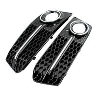 Grille ventilation Une paire grilles calandre phare antibrouillard avant voiture course pour A4 B8 2009 2010 2011 2012 phares pare-chocs(Black Chrome)