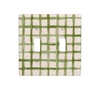 Grille verte minimaliste sur beige doux double interrupteur plaque murale décoration taille standard - 11,4 x 11,4 cm