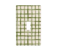 Grille verte minimaliste sur couvercle d'interrupteur beige doux - Plaque murale décorative à bascule simple pour cuisine, ferme, chambre à coucher, salle de bain