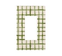 Grille verte minimaliste sur plaque murale beige doux pour interrupteur mural à bascule simple 1 gang décorateur de prise de courant pour la maison, la cuisine, la salle de bain