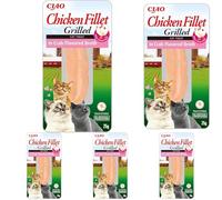 Grilled Chicken Fillet in Crab Flavoured Broth by Inaba - 1 Pack (25g Total) / Cat Treat, Delicious & Healthy Snack, Food Topper, Pill Assist, Training Treat, Natural, Grain Free (Lot de 5)