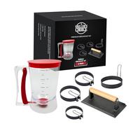 Grillers Choice Kit de petit-déjeuner pour gril - Distributeur de pâte à crêpes, presse à bacon, anneaux à œufs, parfait pour les chefs du matin, les cuisiniers et les amateurs de crêpes - Ensemble de