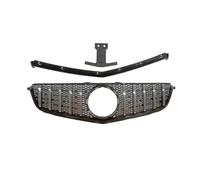 Grilles Avant À Double Lamelles Pour Mercedes Pour Benz W204 Classe C C63 Pour AMG 2012 2013 2014 GT StyleTuning Grilles Grille Pare-chocs Avant Capot(Argent)