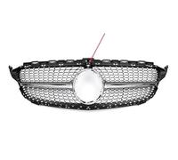 Grilles Avant À Double Lamelles Pour Mercedes Pour Benz W205 2014-2018 Diamond Grille Calandre Avant Pièce Auto C180 C200 C250 Pare-chocs Gril Calandres Sport(With CameraHoleSilver)