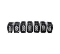 Grilles Calandre Avant pour Jeep pour Cherokee 2014 2015 2016 2017 2018 Inserts De Calandre Chromés Noirs Bague De Lunette D'aération Style Extérieur De Sortie Grille Pare-Chocs Avant(Bright Black)