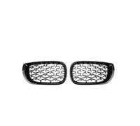 Grilles Calandre Avant Voiture Calandre De Remplacement En ABS Diamanté Style Météore Pour BMW Série 3 E46 4 Portes 318I 320I 325I 330I 2002 2003 2004 2005(Black and Silver)