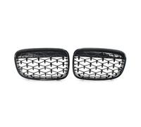 Grilles De Calandre De Voiture Pour BMW Pour Série 1 F20 Pour M140i 118d F21 2012-2014 Accessoires De Calandre De Style Diamants Avant Grille de Devant(Diamond-Chrome Black)