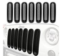 Grilles de calandre pour Wrangler JK 07-15, à clipser, noir mat, lot de 7 pièces