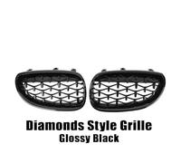 Grilles De Capot De Pare-Chocs Avant À Une Ligne,Grilles De Course Noires Brillantes,Bmw Série 5,E60,E61,325i,2004-2009,Style M5 - Type Diamond-Glossy Black