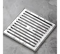 Grilles De Drainage en Acier Inoxydable 304, Couvercles De Caniveaux avec Cadre, Grilles De Gouttières, Bouches D'égout Carrées pour Jardin Et Terrasse(Silver A,25x25cm)