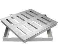 Grilles de vidange en Acier Inoxydable 304 avec Cadre,Grilles d'égout carrées Couverture de puits d'eau de Pluie,Crépine de Drainage de Sol de Garage, Bassin de Drainage de gouttière de Jardin