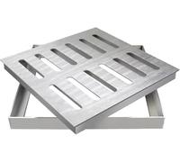 Grilles de vidange en Acier Inoxydable 304 avec Cadre,Grilles d'égout carrées Couverture de puits d'eau de Pluie,Crépine de Drainage de Sol de Garage, Bassin de Drainage de gouttière de Jardin