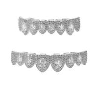 Grilles Dentaires Brillantes Argentées en Métal, 1 Paire