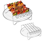 Grilles pour Friteuse à Air avec 4/5 Bâtons Barbecue, Support de Air Fryer en Acier Inox, Accessoires pour Friteuse à Air pour Toutes les Friteuses à Air de 3,5L-4,1L (A)