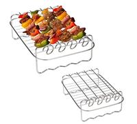 Grilles pour Friteuse à Air avec 4/5 Bâtons Barbecue, Support de Air Fryer en Acier Inox, Accessoires pour Friteuse à Air pour Toutes les Friteuses à Air de 3,5L-4,1L (B)