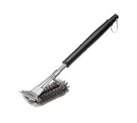 Grillfürst Brosse à Barbecue avec Poils en Acier Inoxydable, 45 cm - Brosse de Nettoyage pour Barbecue - Brosse BBQ - Brosse pour Grille de Barbecue avec Longue tête de Brosse Triple et grattoir