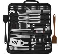 Grilliance 38pcs Kit Barbecue Set Accessoires de Grill en Acier Inoxydable pour Hommes,Ensemble d'Ustensiles de Grill de Haute Qualité avec Sac et Tapis pour Camping Noir