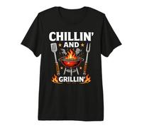 Grillin' and Grillin' Funny BBQ Design Fire Grill Pitmaster T-Shirt Haut de Gamme