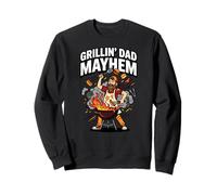 Grillin Dad Mayhem Barbecue Blague Fathers Grilling Humour Day Grill Sweatshirt